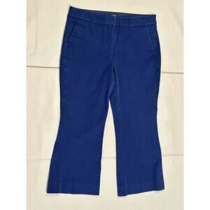 J.CREW Women's Kelsey Flare Cropped Pants Size 12 Navy Blue Cotton Blend